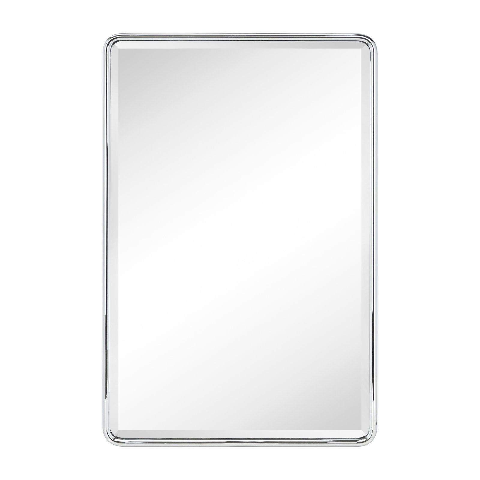 Bryand Farmhouse Surface Mount Metal Bathroom Medicine Cabinets with Mirror, 24" x 16", Chrome