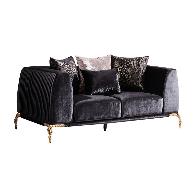 Contemporain - Revêtement en velours, tissu épais de luxe moderne avec pattes dorées, noir et accents