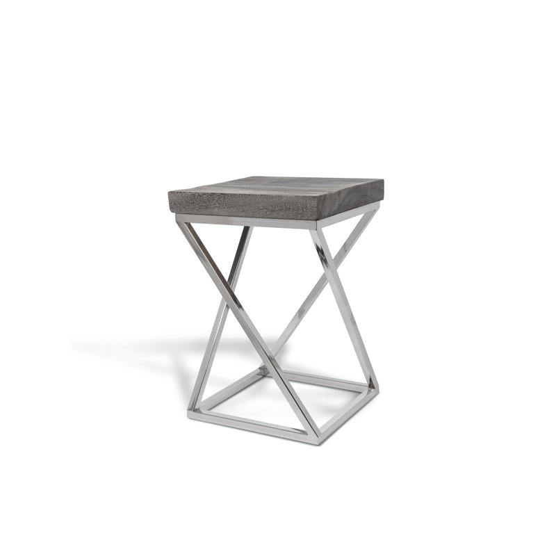 Solid Wood Top Coffee Table, 22" H x 20" L x 20" W, Gray