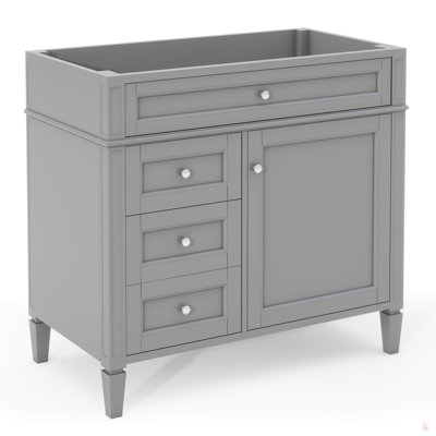 2 Drawers  36'' Bathroom Vanity Without Top Sink, Modern Bathroom Storage Cabinet With A Tip-Out Drawer, Solid Wood Frame (NOT INCLUDE BASIN SINK)