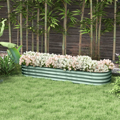 Ensemble de jardin surélevé galvanisé, 76 po de longueur x 24,5 po de largeur, 11,75 po de hauteur, pot à fleurs surélevé en métal avec rebord, facile à construire, auto-drainant, option modulaire 6,4 pi 2 pi 1 po pour plantes, bordure