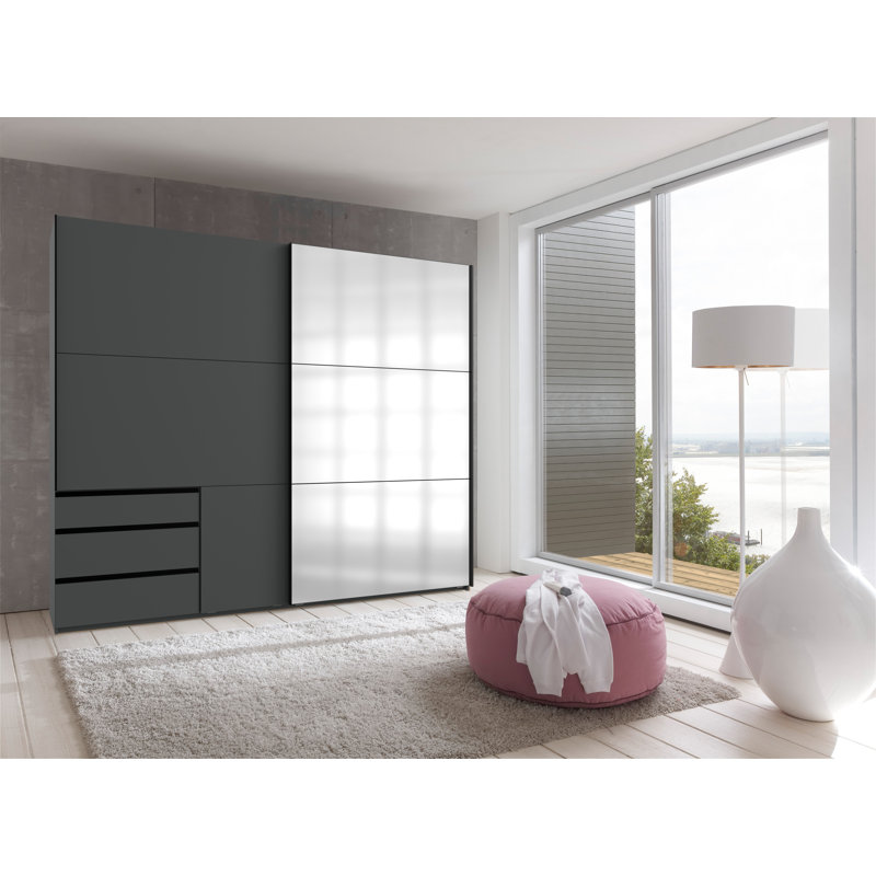 Guardino 2 Door Wardrobe, 216cm H x 250cm W x 65cm D, Graphite
