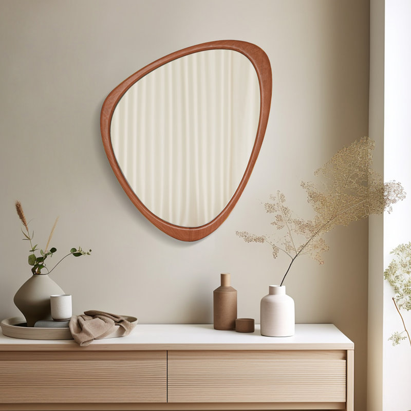 Natural Pine Asymmetrical Wall Mirror, 22" x 28"