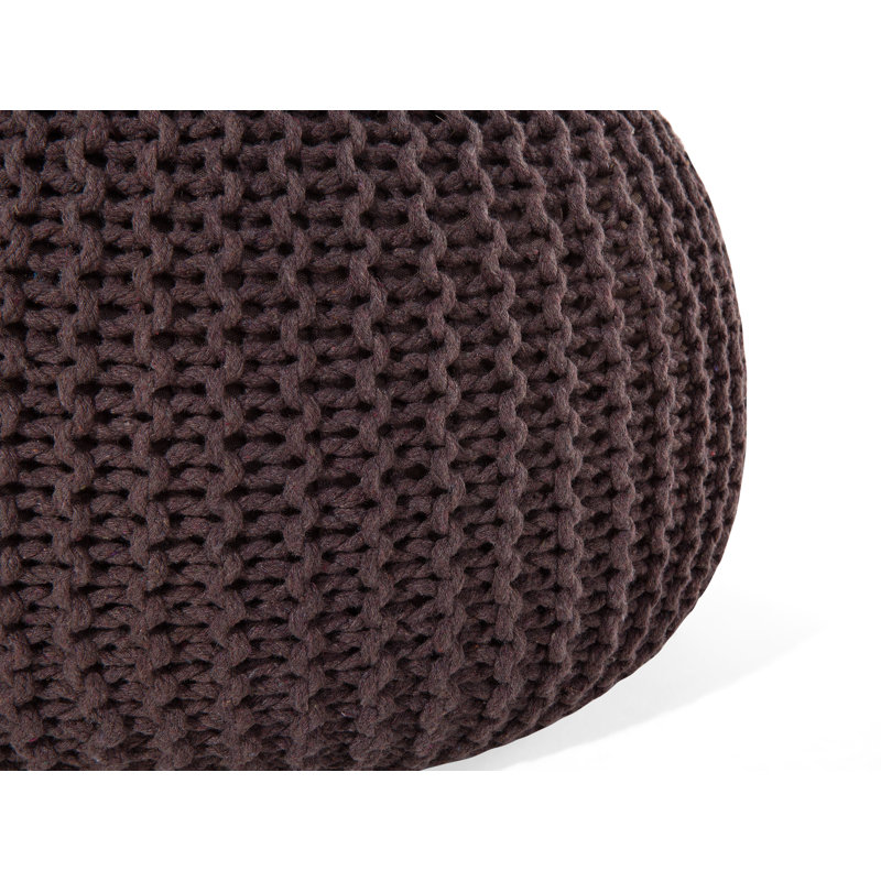 Bentall 40cm Wide Round Solid Colour Pouffe Ottoman, Brown