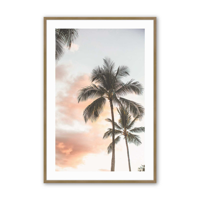 Impression de crépuscule tropical, Cadre doré brossé, H 21,25 po x l 17,25 po x P 1,25 po