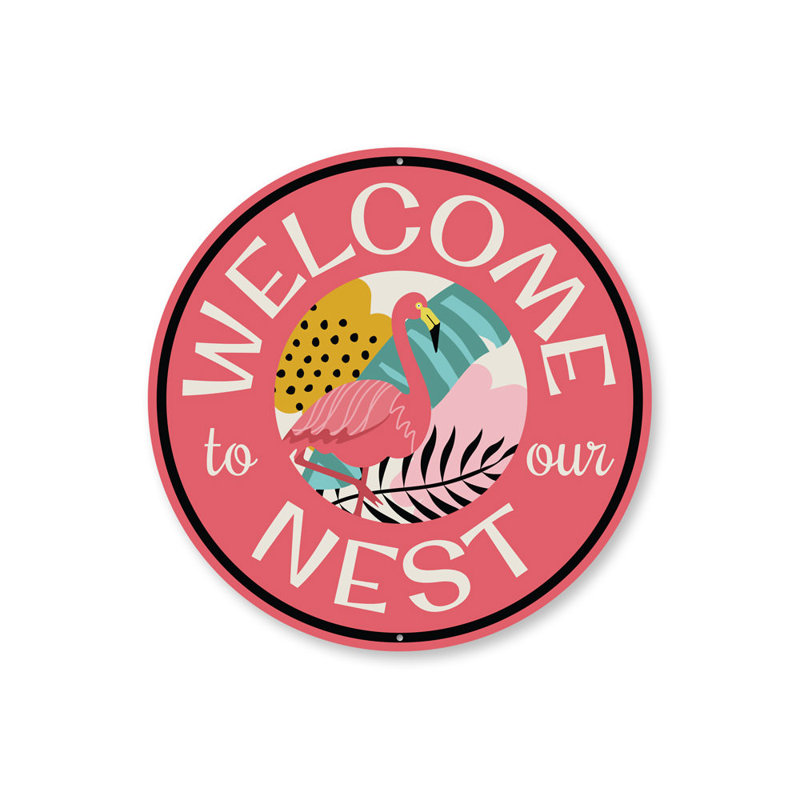 Plaque flamant rose, H 18 po x l 18 po x P 0,06 po