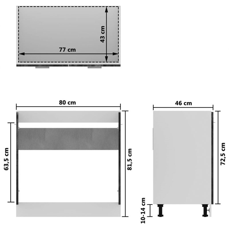 Sink Base Cabinet 80X46x81.5 Cm, Brown