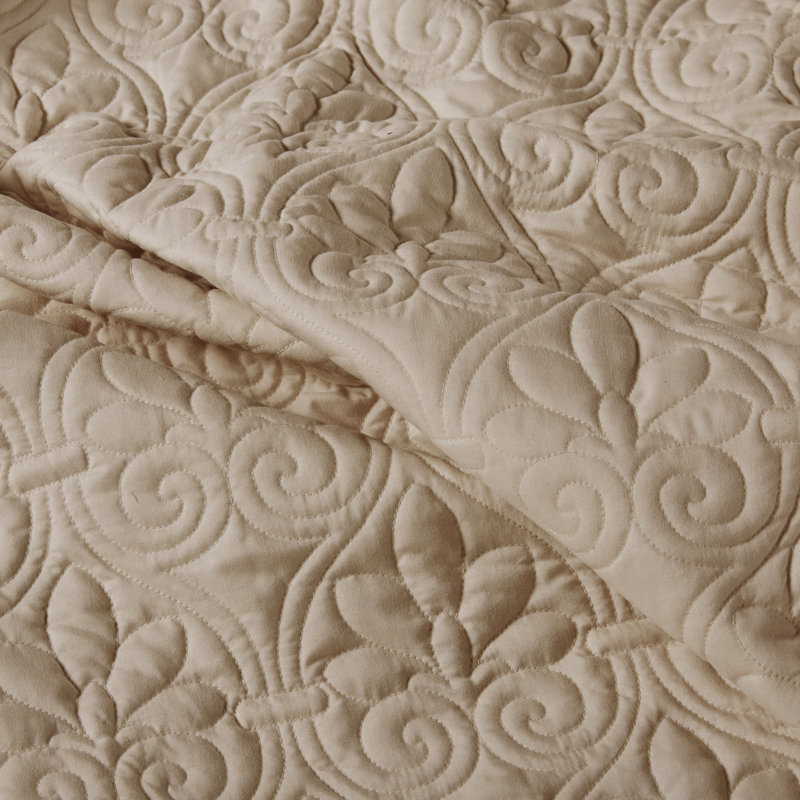 Khaki King Reversible Microfiber Quilted Bedspread Set