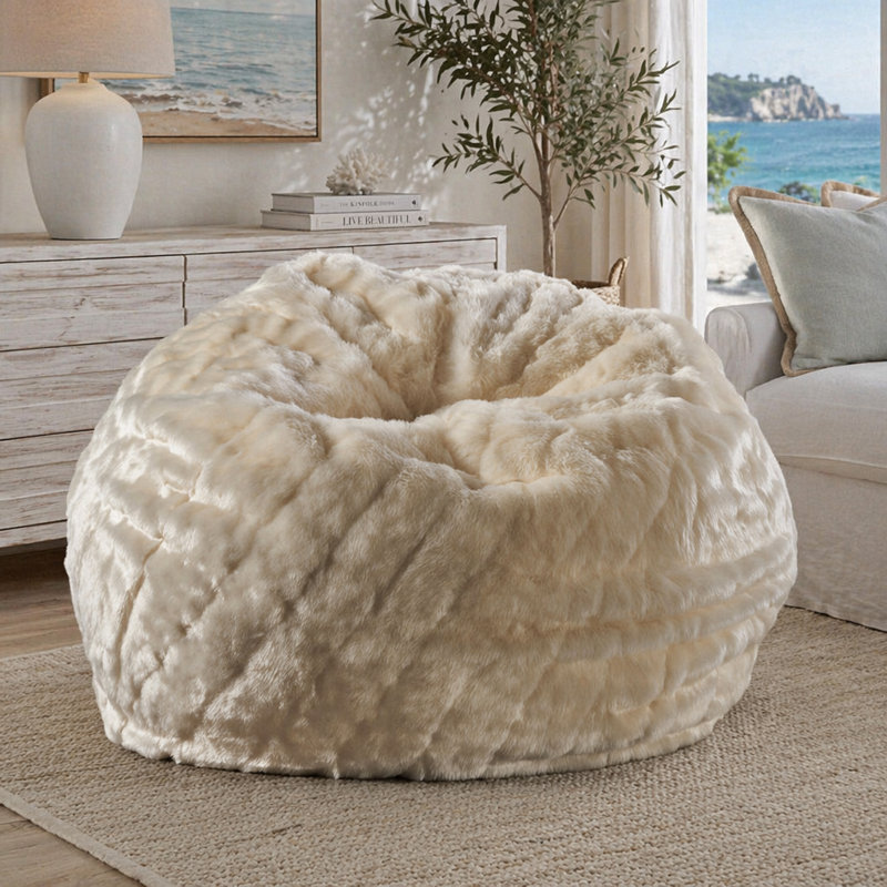 Modern Faux Fur Bean Bag Chair For Living Room Bedroom Seating