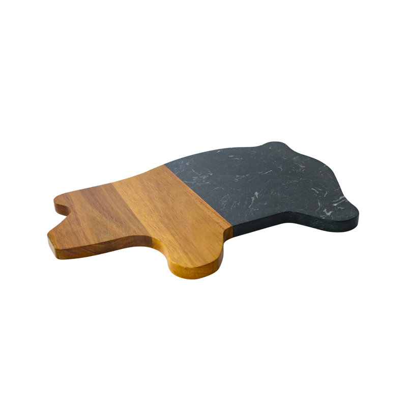 Marble and Acacia Wood Pig Board, Black