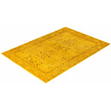 Overdyed Hand-Knotted Wool Modern-Contemporary Yellow Area Rug 6' 3" x 8' 10"