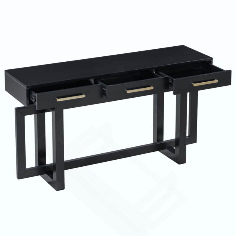 Elegant Extra Long Console Table with 3 Drawers, Modern Entryway Sofa Table for Hallway Living Room Foyer Corridor, Black