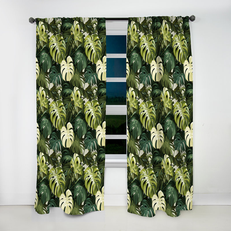 Monstera Elegance Tropical Motif I - Rideau floral - Rideau floral obscurcissant - 1 panneau, L 52 po x L 84 po