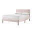 Grand lit en rose contemporain pour la chambre à coucher, tête de lit tapissier avec aspect texturé nervuré, structure à profil bas et pieds stables-22960422-22960423