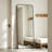 Black-Framed, Rounded-Corner Rectangular Floor Mirror, 56" X 21", Full-Length Design, Suitable For Home Décor.