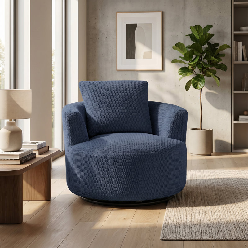 Fauteuil d'appoint pivotant à 360 ° compressible avec coussin, Dark Blue