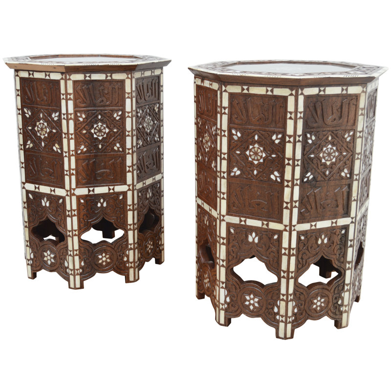 Syrian Glass End Table, Brown