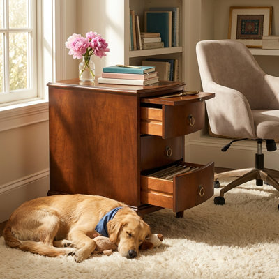 LUMERA Collection  Narrow End Table with Pull-Out Shelf, 3-Drawer Wood Nightstand for Small Spaces