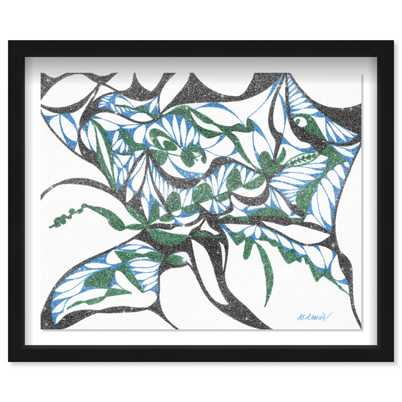 Manuel Roman - Swirling Ferns Print by Oliver Gal, 25.5"H x 31.5"W, Black Shadowbox