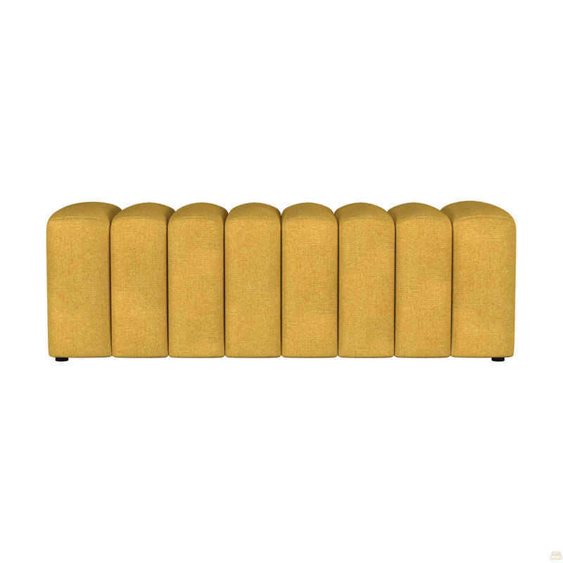 Banc rembourré en tissu capitonné, jaune moutarde, Jaune