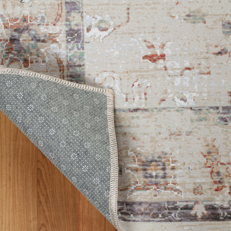 Abhishak Distressed Floral Scroll Indoor Area or Runner Rug, Rectangle 10' x 14'