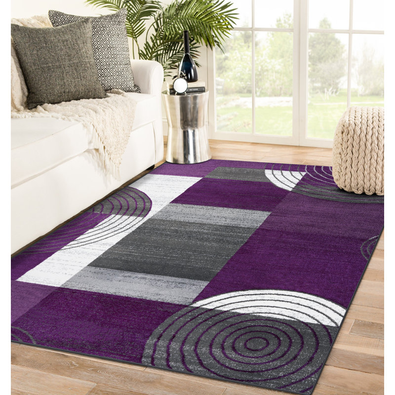 Tapis décoratif mauve géométrique alaysha, Rectangle 8 pi x 10 pi