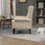 Fauteuil en similicuir brun, monobloc, style moderne, mousse haute élasticité, structure en bois massif et contreplaqué, pieds en bois d'hévéa-1942602400