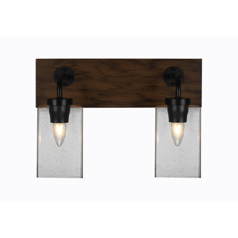 Barre d'éclairage de salle de bain 2 lumières Oxbridge, Grainé transparent, Noir mat/brun