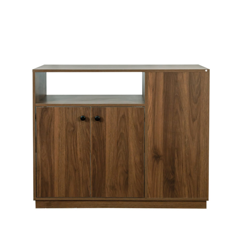 Kitchen Sideboard, Small  Countertop Organizer, Tabletop Cabinet With 2 Glass Sliding Door,3 Side Drawers & 1 Small Display Shelves, Counter Cabinet For Kitchen, Living Room, Dinning Area
