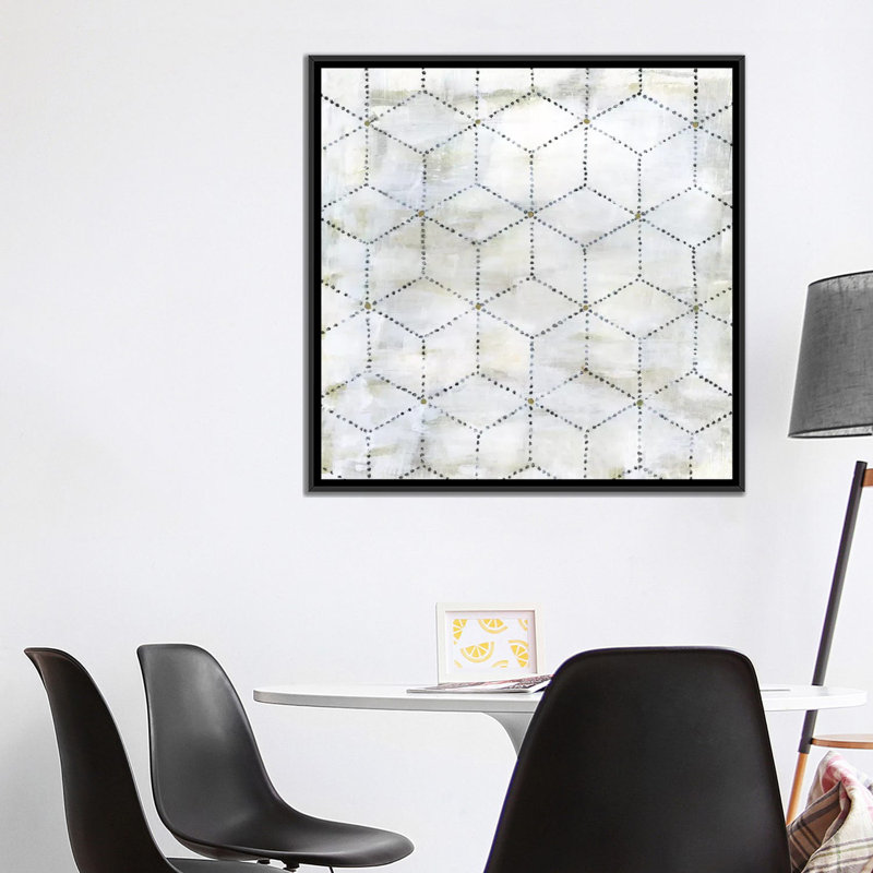 «Geometric VI», impression sur toile, H 18 po x l 18 po x P 1,5 po, Toile encadrée noire, Pas de tapis