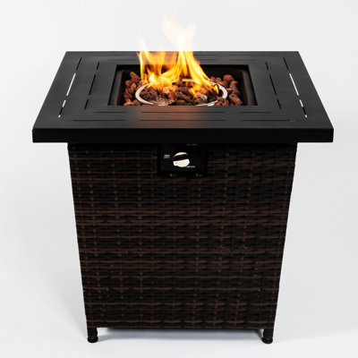 28Inch Wicker Square Fire Pit Table