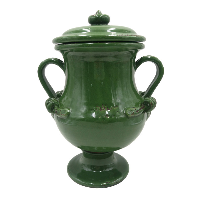 Lynna Handmade Terracotta Jar, Green