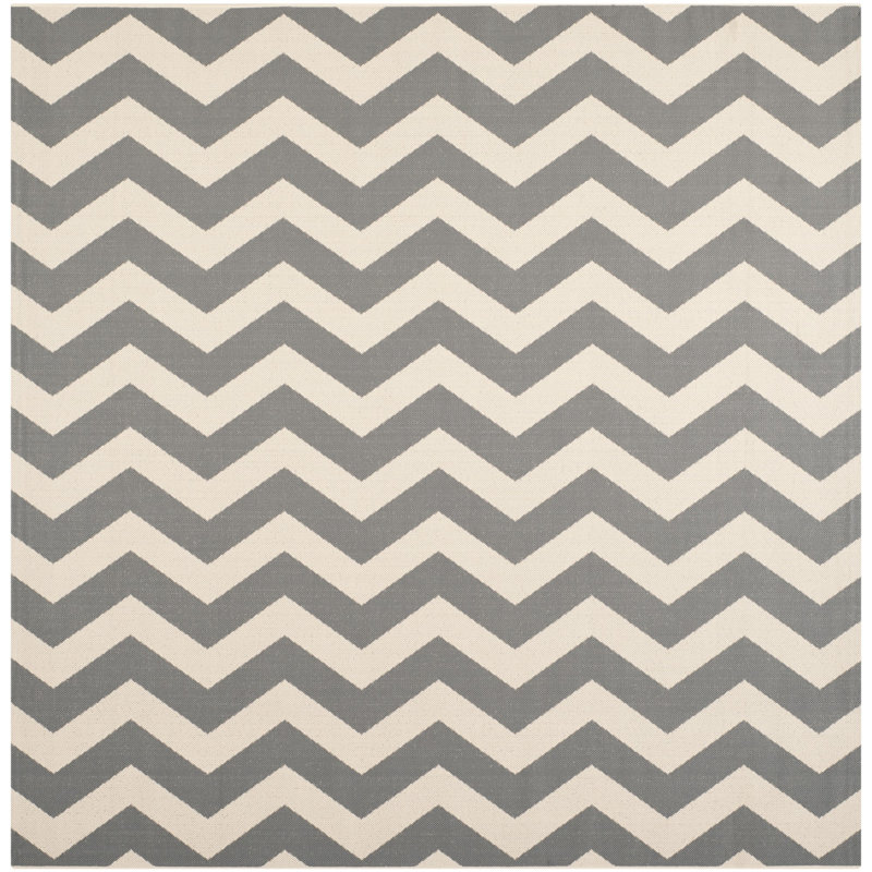 Courtyard Performance Chevron Rug, Square 7'10"