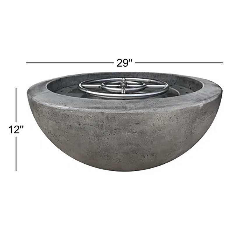Round Concrete Smokeless Fire Pit, Liquid Propane, 12" H x 29" W x 29" D