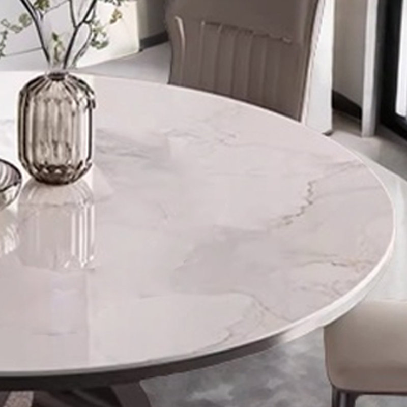Table et chaise ronde moderne et simple de luxe, Blanc / Gris, H 29,5 po x L 59 po x l 59 po 