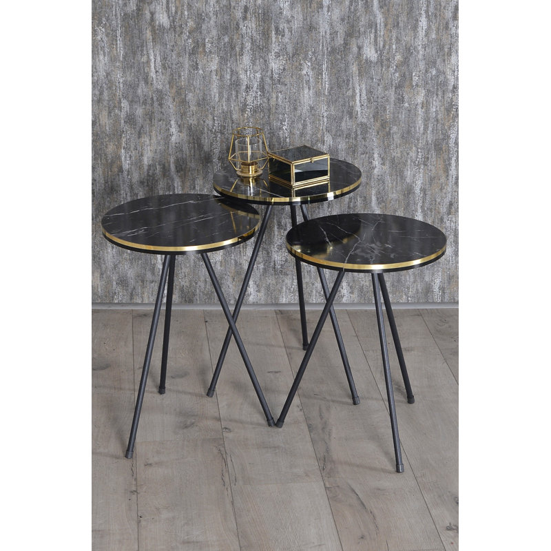 Corliss 14cm Console Table, Black Marble