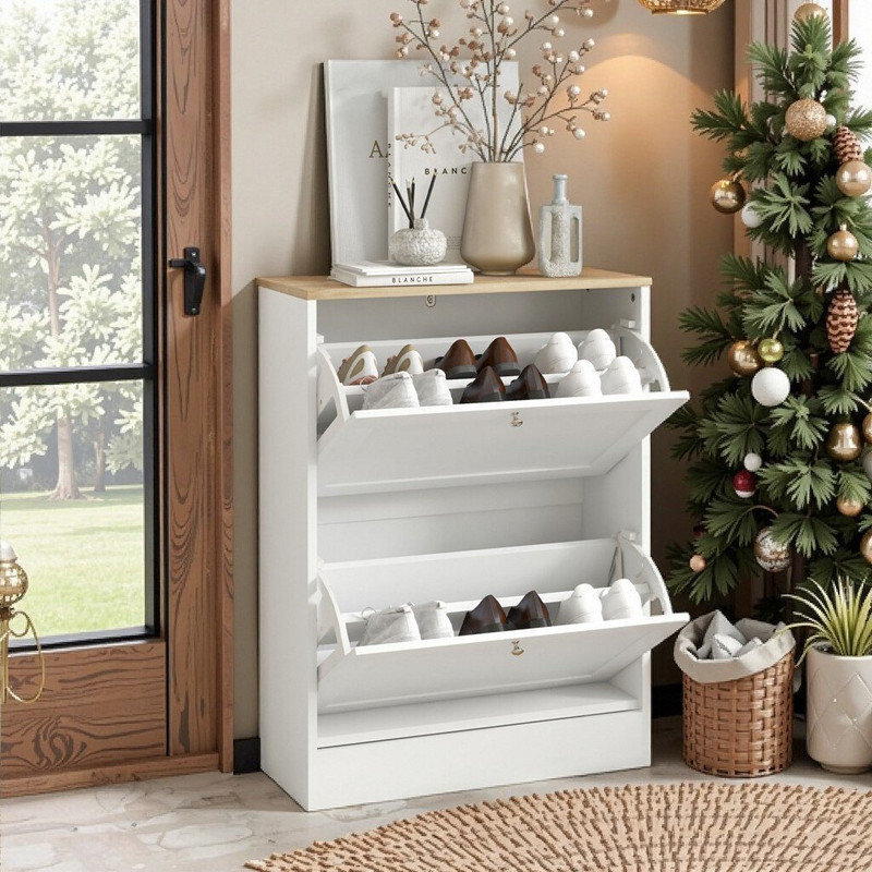 Armoire à chaussures Rosala, Blanc