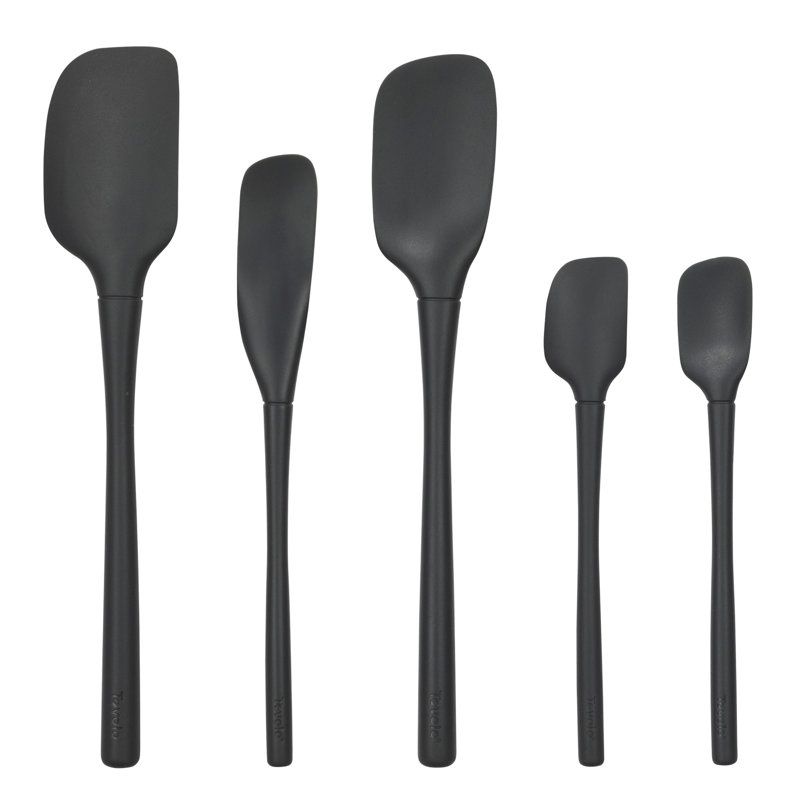 Tovolo Flex-Core All-Silicone Spatula Set of 5 for Cooking and Baking, Black, Black