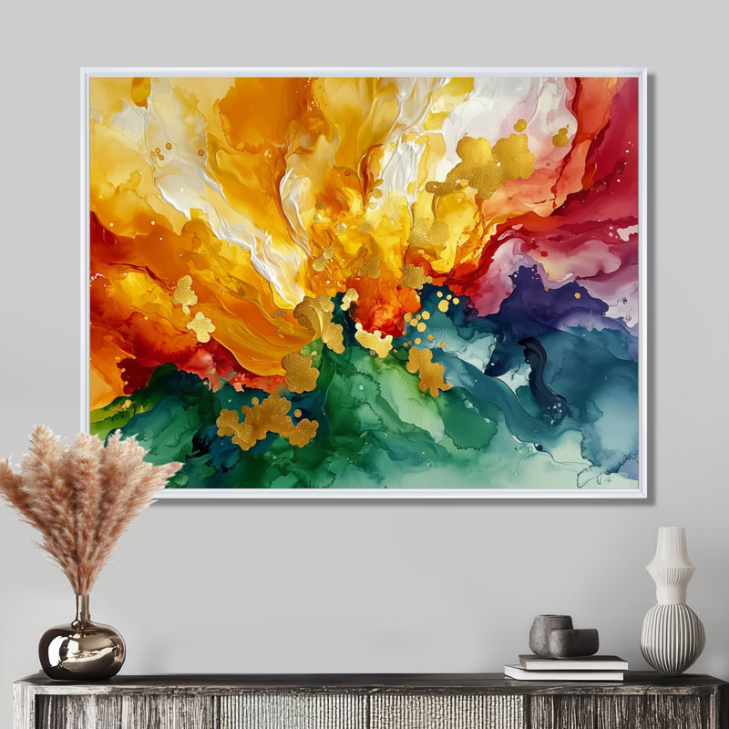 Alverson - Abstract Wall Art, H 30 po x l 40 po, Cadre flottant, Blanc