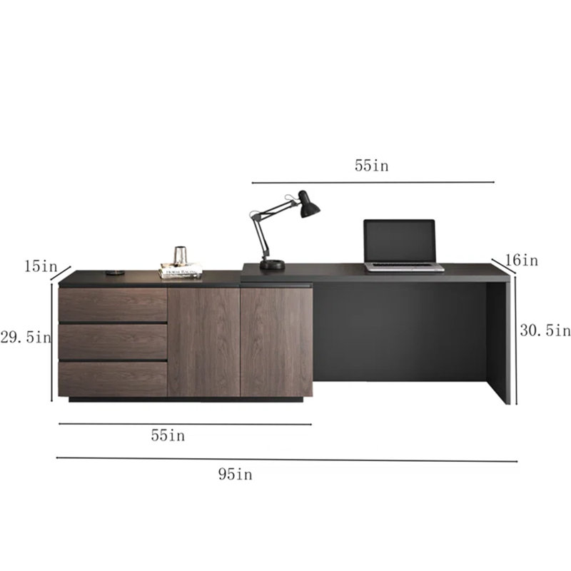 Nadra 95'' L-Shaped Extendable Office Desk with Storage