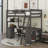 Full Size Loft Bed With U-Shaped Desk, Drawers And Shelves-701333145