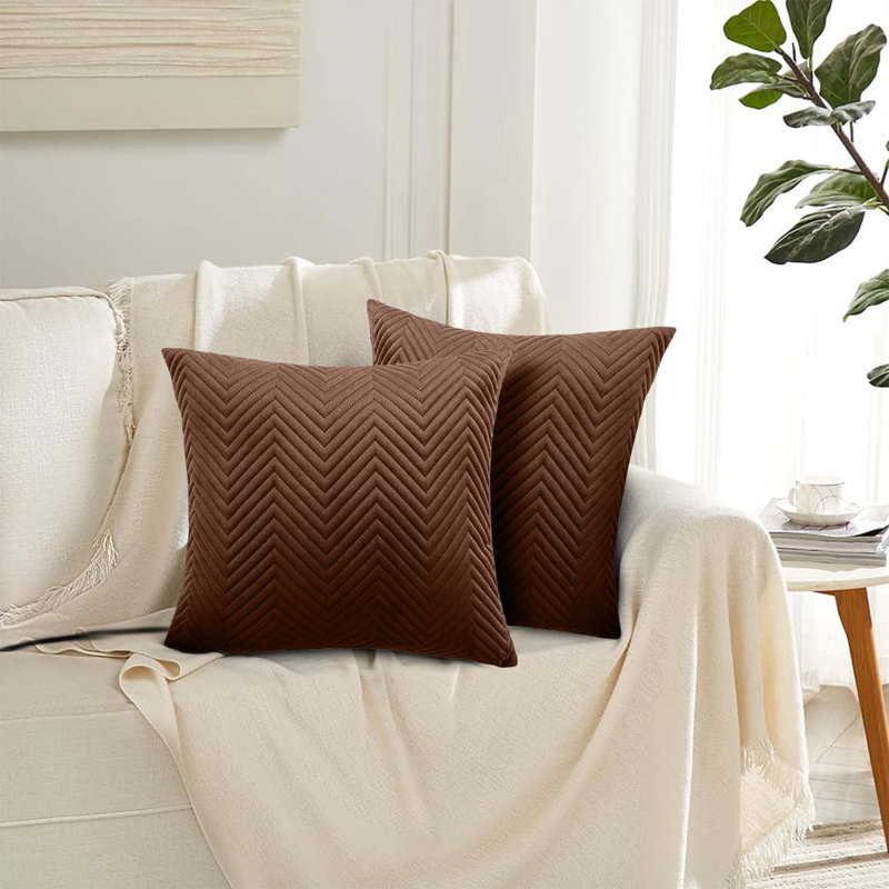 Chevron Square Cushion, Coffee