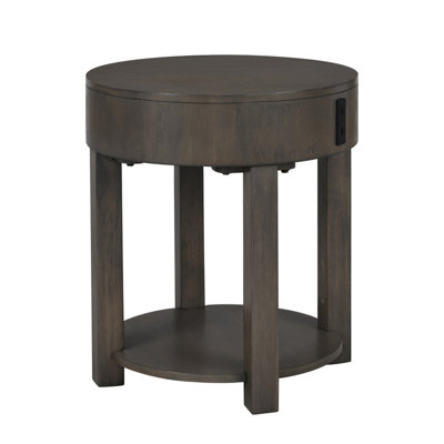Table de bout ronde de table, brun avec entrée 20 po, matériau et
