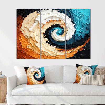 «Abstract Galactic Spiral Convergence I», ensemble d'art mural abstrait à vagues modernes