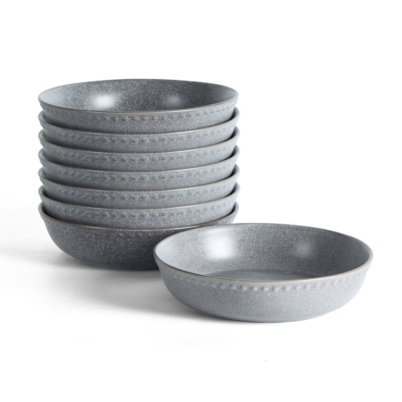 Ensemble de bols à pâtes en grès 8 pièces Stone Lain Comet, Gris