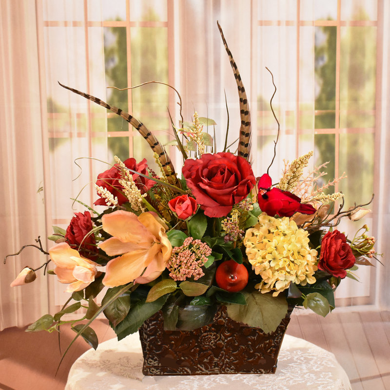 Faux Silk Arrangement in Planter