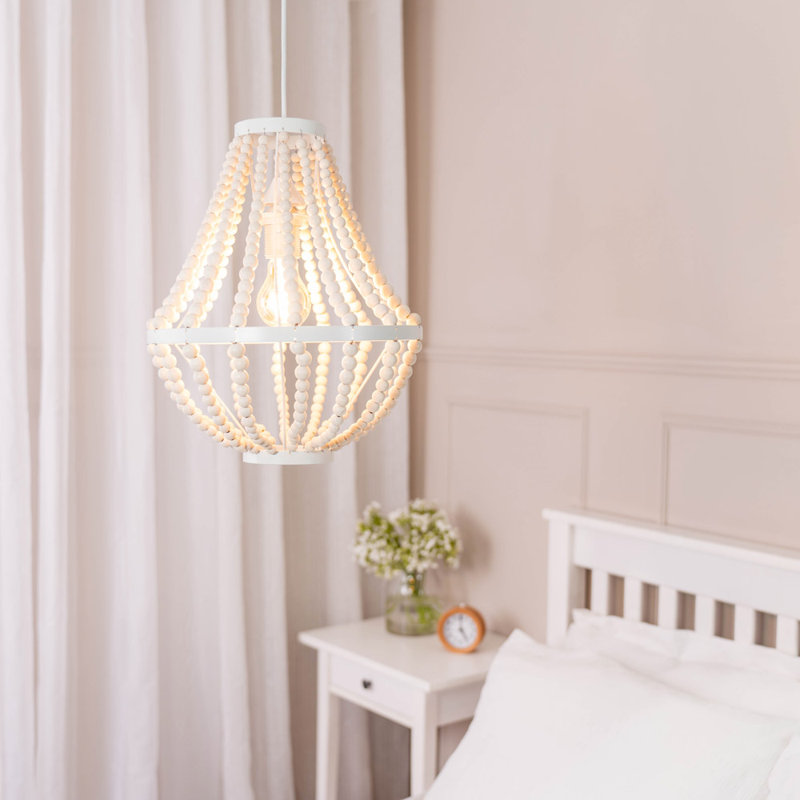 36.5cm H Wood Empire Pendant Shade in White