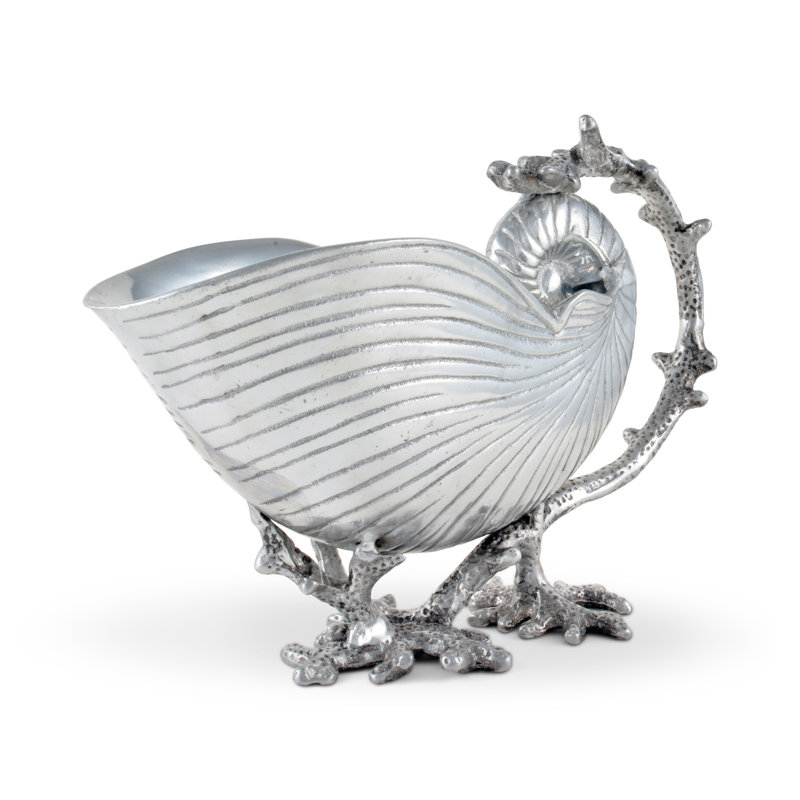 Aluminum Sea Shell Gravy Boat with Coral Handle, 10" Long