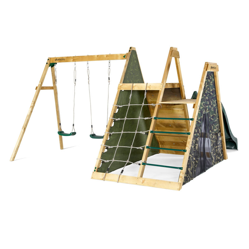 Pyramide grimpante Plum® avec balançoires doubles [Vert]