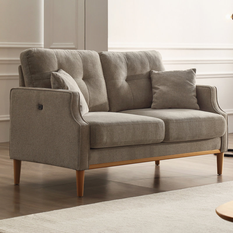 Upholstered 56.7'' Loveseat, Cream 100% Polyester